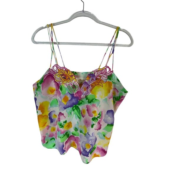 Vintage Victoria's Secret Floral‎ Two-Piece Pajama Short Set Large Eighties Rock - Picture 4 of 13